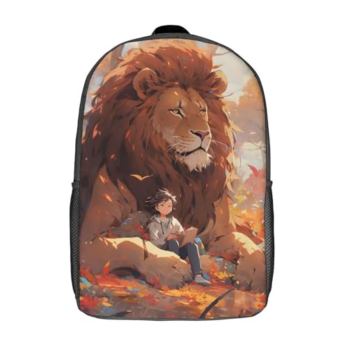 EICOFF Löwe Rucksack Für Jungen Und Mädchen, Rucksack Kindergarten Für Die Grundschule, Verstellbare Leichte Rucksack,geeignet Als Schultasche, Freizeitrucksack 17inch von EICOFF