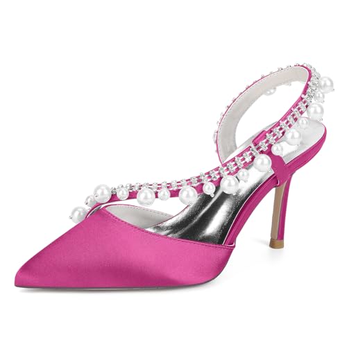 EICOFF Women's Closed Toe High Heels Slingback Sandals with Pearl Ankle Strap for Bridal Wedding Party Dress Celebrations,Rose,40 EU EICOFF Women's Closed Toe High Heels Slingback Sandals with Pearl Ankle Strap for Bridal Wedding Party Dress Celebrations,Rose,40 EU von EICOFF