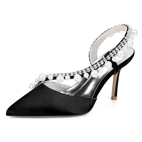 EICOFF Women's Closed Toe High Heels Slingback Sandals with Pearl Ankle Strap for Bridal Wedding Party Dress Celebrations,Schwarz,40 EU EICOFF Women's Closed Toe High Heels Slingback Sandals with Pearl Ankle Strap for Bridal Wedding Party Dress Celebrations,Schwarz,40 EU von EICOFF