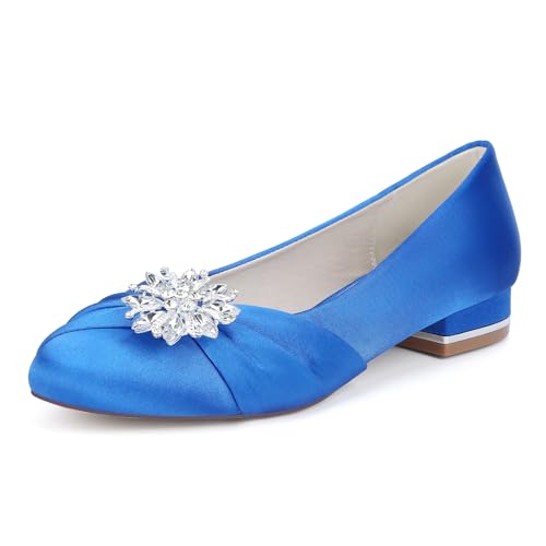 EICOFF Women's Low Heel Court Shoes Round Toe Rhinestone Slip-On for Work Dress and Casual Occasions,Royal Blue,39 EU von EICOFF