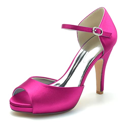 EICOFF Women's Peep Toe High Heel Sandals Ankle Strap Pumps Adjustable Buckle Party Work Special Occasions Formals Bridal Wedding Shoes,Rose,39 EU von EICOFF