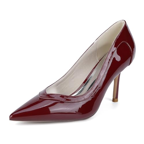 EICOFF Women's Pointed Toe Pumps Ladies Closed Toe Stiletto High Heels Perfect for Weddings and Parties,Burgundy,35 EU von EICOFF