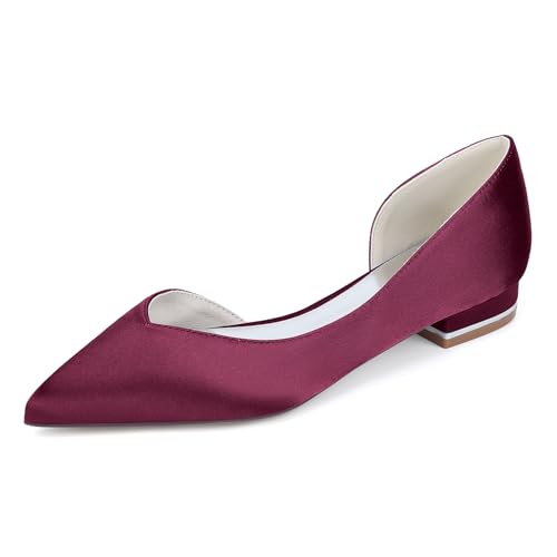 EICOFF Womens Closed Toe Low Heel Sandals Pointed Toe Flats for Ladies Business Work Professional Daily Use,Burgundy,40 EU von EICOFF