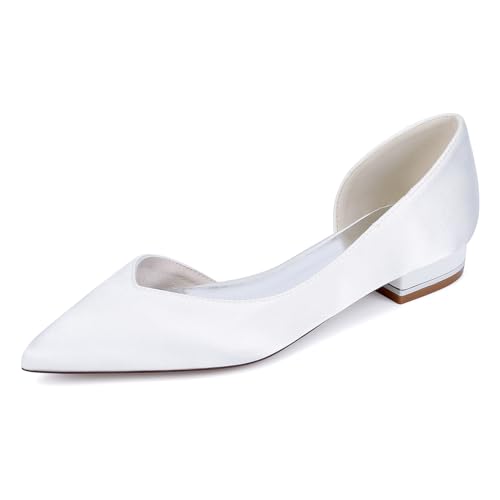 EICOFF Womens Closed Toe Low Heel Sandals Pointed Toe Flats for Ladies Business Work Professional Daily Use,Weiß,36 EU von EICOFF