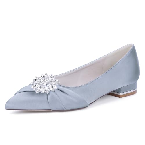 EICOFF Womens Closed Toe Rhinestone Court Shoes Decorated Pointed Toe Low Heel Sandals for Ladies Work Business Formal Occasions,Silber,37 EU von EICOFF