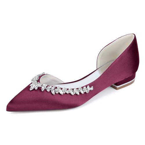 EICOFF Womens Low Heel Rhinestone Sandals Closed Toe Pointed Toe Flats for Ladies Work Business Office and Events,Burgundy,36 EU EICOFF Womens Low Heel Rhinestone Sandals Closed Toe Pointed Toe Flats for Ladies Work Business Office and Events,Burgundy,36 EU von EICOFF