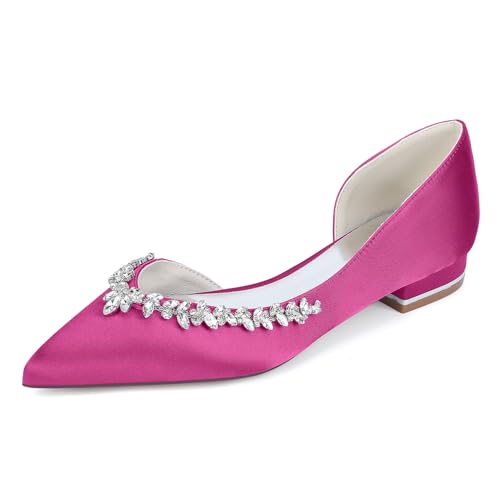 EICOFF Womens Low Heel Rhinestone Sandals Closed Toe Pointed Toe Flats for Ladies Work Business Office and Events,Rose,42 EU von EICOFF