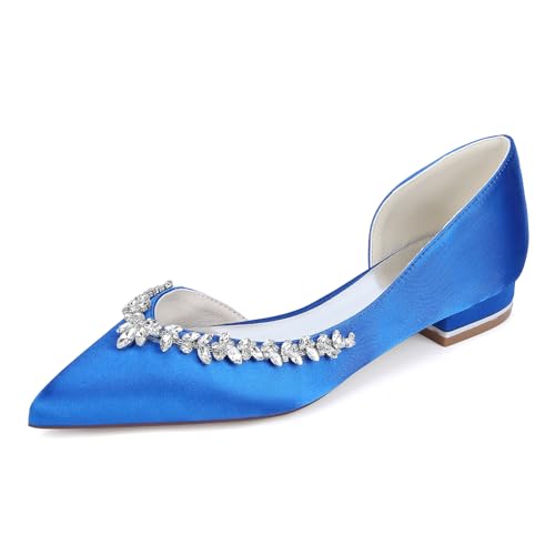 EICOFF Womens Low Heel Rhinestone Sandals Closed Toe Pointed Toe Flats for Ladies Work Business Office and Events,Royal Blue,40 EU von EICOFF