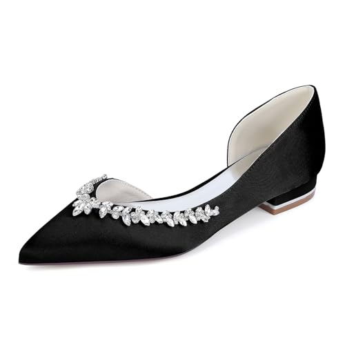 EICOFF Womens Low Heel Rhinestone Sandals Closed Toe Pointed Toe Flats for Ladies Work Business Office and Events,Schwarz,43 EU von EICOFF