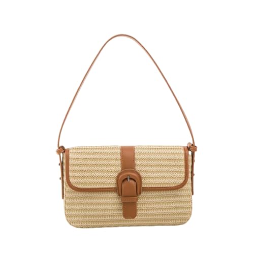 EIDIRGHB Strohtaschen Damen Shopper Strohhalmbutte Gewebter Strandtasche Sommer Strohkupplungen Boho Crossbody Taschen Für Frauen Kleine Raffia -umhängetasche-braun von EIDIRGHB
