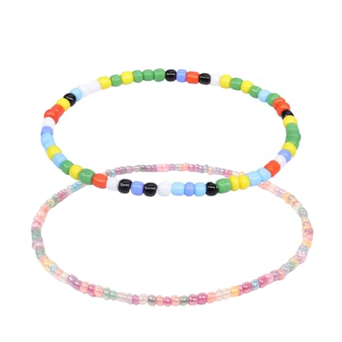 2 Stück Buntes Perlenarmband, Buntes elastisches Armband von EIDUOVA