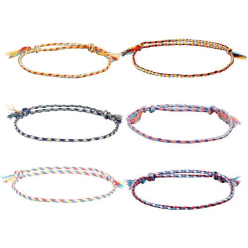 6 Stück Surfer Armband Handgewebtes, Surferarmband Dye Fabrics Farbige Stoffe Herrenarmband Color Fabrics Sommer Universell für Damen und Herren Verstellbar von EIDUOVA