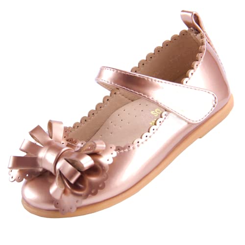 EIGHT KM Kleinkind Mädchen Kleid Schuhe Mary Jane Prinzessin Hochzeit Ballerinas Schuhe EKM7063 Lackleder Schleife Gold EU Größe 28 von EIGHT KM