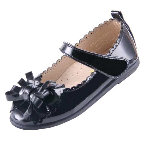 EIGHT KM Kleinkind Mädchen Kleid Schuhe Mary Jane Prinzessin Hochzeit Ballerinas Schuhe EKM7063 Lackleder Schleife Schwarz EU Größe 22 von EIGHT KM