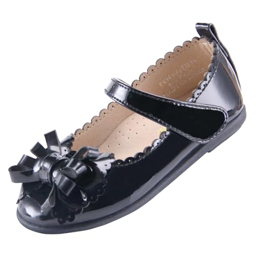 EIGHT KM Kleinkind Mädchen Kleid Schuhe Mary Jane Prinzessin Hochzeit Ballerinas Schuhe EKM7063 Lackleder Schleife Schwarz EU Größe 28 von EIGHT KM