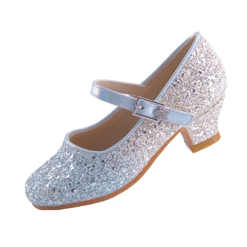 EIGHT KM Mädchen High Heel Abendschuhe Mary Jane Prinzessin Pumps für Hochzeiten EKM7015 Funkelnder Allmählicher Glitzer Blau Größe EU 34 von EIGHT KM