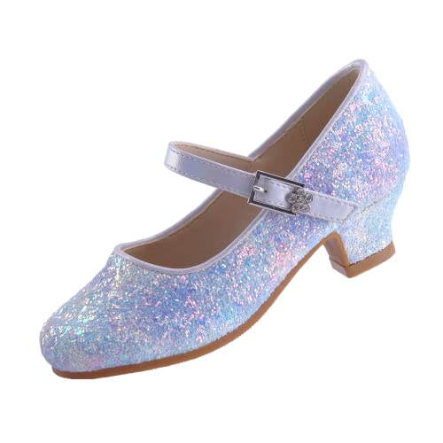 EIGHT KM Mädchen High Heel Abendschuhe Mary Jane Prinzessin Pumps für Hochzeiten EKM7015 Sparkle Glitter Sternenklar Blau Größe EU 24 von EIGHT KM