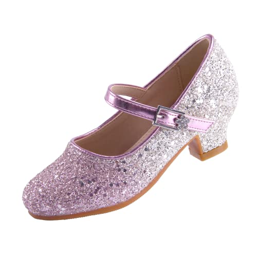 EIGHT KM Mädchen High Heel Abendschuhe Mary Jane Pumps für Prinzessin Hochzeiten EKM7015 Allmählicher Funkelnder Glitzer Lila Größe EU 33 von EIGHT KM