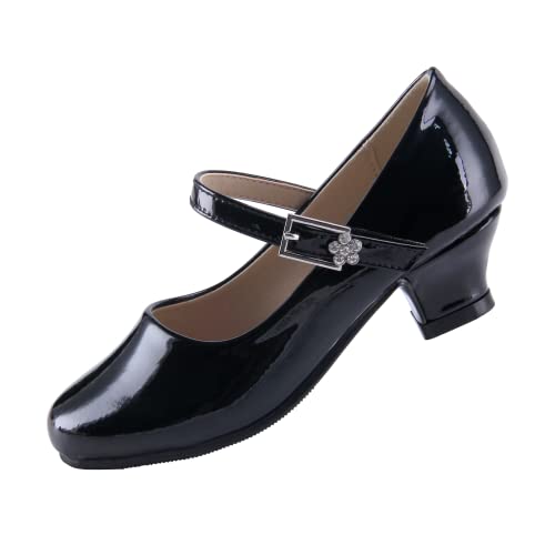 EIGHT KM Mädchen High Heel Kleid Schuhe Mary Jane Hochzeit Pumps Prinzessin Schuhe EKM7015 Glänzend Lackleder Schwarz Größe EU 33 von EIGHT KM