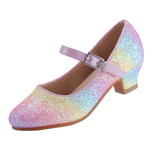 EIGHT KM Mädchen High Heel Kleid Schuhe Mary Jane Prinzessin Hochzeit Pump Schuhe EKM7015 Sparkle Glitter Kristall Regenbogen Größe EU 26 von EIGHT KM