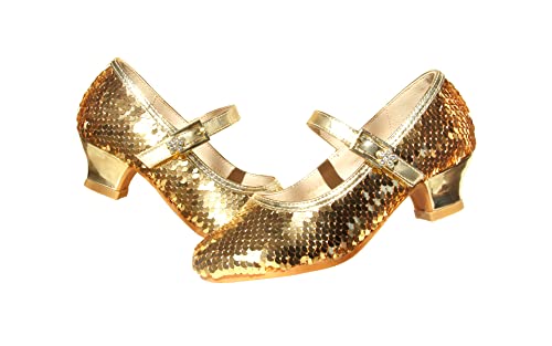 EIGHT KM Mädchen High Heel Kleid Schuhe Mary Jane Prinzessin Hochzeit Pumps Schuhe EKM7015 Glänzende Pailletten Meerjungfrau Gold Größe EU 34 von EIGHT KM