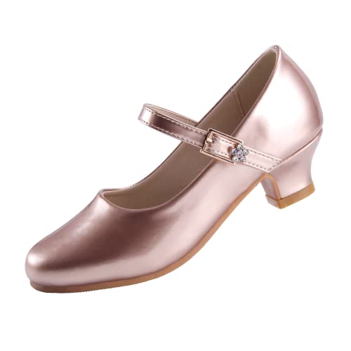 EIGHT KM Mädchen High Heel Kleid Schuhe Mary Jane Prinzessin Hochzeit Pumps Schuhe EKM7015 Lackleder Gold Größe EU 35 von EIGHT KM