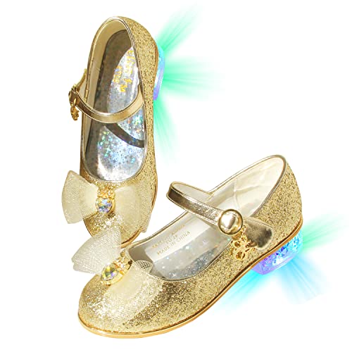 EIGHT KM Mädchen High Heel Kleid Schuhe Mary Jane Prinzessin Hochzeit Pumps Schuhe EKM7077 Leuchten Glitzerndes Aurora Gold Größe EU 35 von EIGHT KM