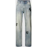 EIGHTYFIVE Straight Fit Jeans mit Label-Stitchings in Jeansblau, Größe 33 von EIGHTYFIVE