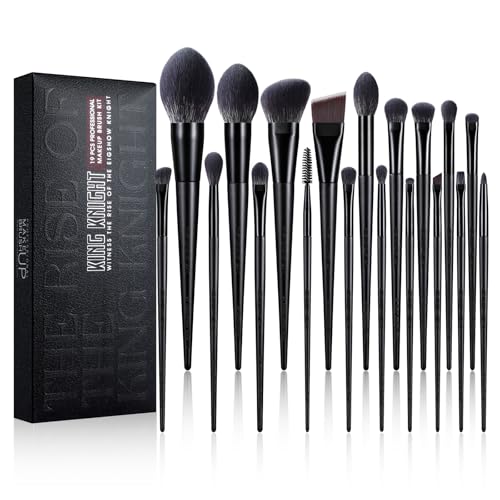 Make-up Pinsel, EIGSHOWBEAUTY 19 PCS Synthetische Make-up Pinsel-Set Kingnight Series Pinselset Premium Foundation Contour Blush Concealer Lidschatten Blending(Schwarz) von EIGSHOW