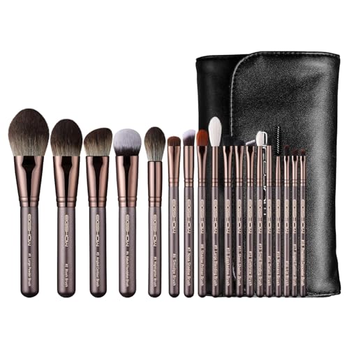 EIGSHOW Make up Pinsel, Professionelles 18 Teile Make up Pinsel Set mit elegantem Etui für Foundation, zum Mischen von Gesichtspuder, Lippenstift, Rouge, Bronzer, Eyeliner, Kontur, Lidschatten, Brauen von EIGSHOW