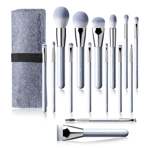 Make up Pinsel Set, EIGSHOW 15 Stück Professional Kosmetikpinsel Set, Foundation Puder Concealers Lidschatten Make up für Gesicht, Schminkpinsel Kit (Hellblau) von EIGSHOW