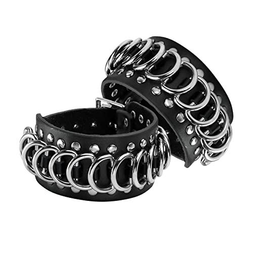 Eigso 2 Pcs Pu Leder Punk Armbänder für Männer Breite Wrap Armbänder für Mann Frau Einstellbar von Eigso