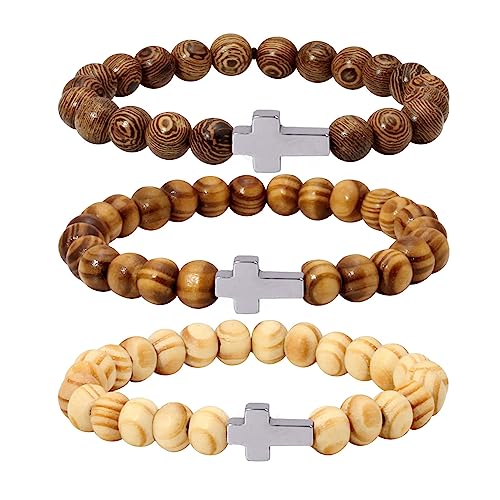 Eigso 3 Pcs Holzperlen Armbänder für Frauen Männer Hämatit Kreuz Anhänger Holz Armband Set für Frau Mann Eigso 3 Pcs Holzperlen Armbänder für Frauen Männer Hämatit Kreuz Anhänger Holz Armband Set für Frau Mann von Eigso