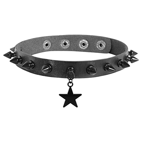 EIGSO Emo Spikes Halskette für Frauen Männer Punk Gothic Leder Choker Kragen für Frau Mann von EIGSO