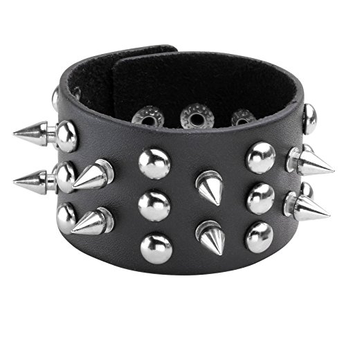 Eigso Punk Leder Nietenarmband für Männer Frauen PU Leder Retro Gothic Spikes Nieten Armband für Mann Frau von Eigso