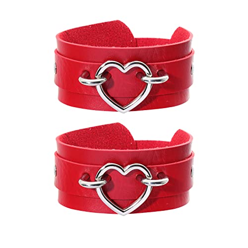 Eigso Lila Cool Punk Leder Manschettenarmbänder für Männer Frauen Rock Biker Gothic Armband Erschwinglich von Eigso