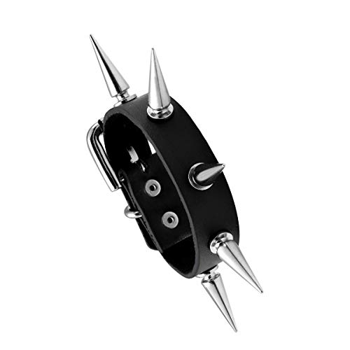 Eigso Punk Leder Hip Hop Spikes Manschette Armband für Männer Frauen schwarz klassische PU Armband für Mann Frau von Eigso