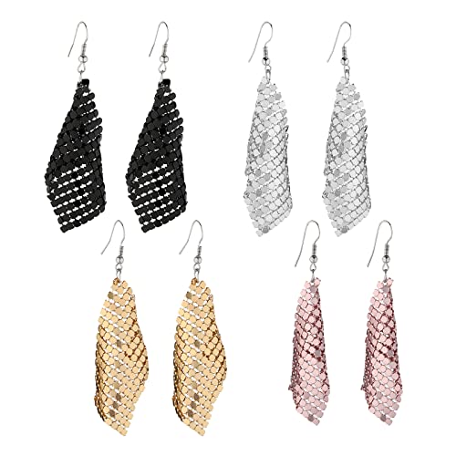 Eigso 4 Stück Pailletten lange Tropfen Ohrringe für Frauen Männer Raster Mesh Mode Charme Quaste Ohrringe Schmuck Idee Geschenk Eigso 4 Stück Pailletten lange Tropfen Ohrringe für Frauen Männer Raster Mesh Mode Charme Quaste Ohrringe Schmuck Idee Geschenk von Eigso