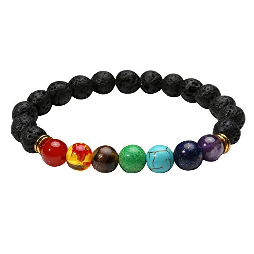 EIGSO Chakra Armband für Frauen Männer Lavastein Armband Meditationsperlen mit Reiki Heilung von EIGSO