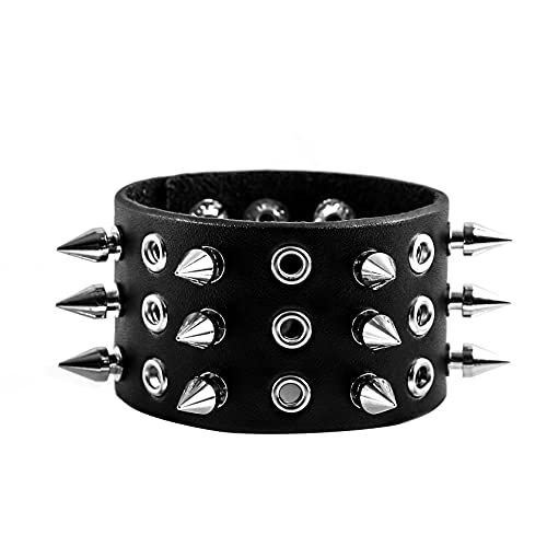 Eigso Retro Vintage Leder Punk Nieten Manschette Armband für Männer Frauen Gothic Tülle Spikes Armband für Mann Frau von Eigso