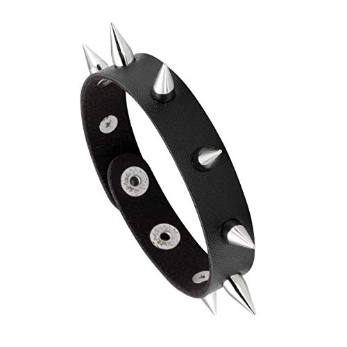 Eigso PU Leder Punk Nieten Manschettenarmband für Männer Frauen Klassisch Retro Vintage Spikes Armband für Mann Frau von Eigso