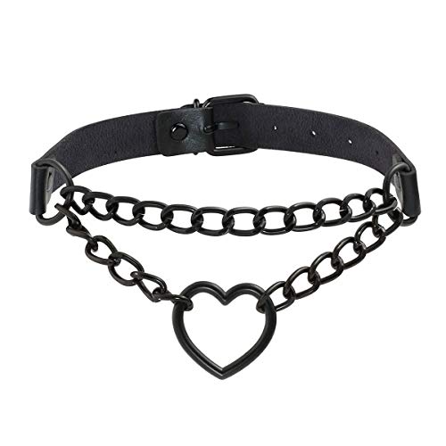 Eigso Frauen Vintage Punk Choker mit Herzform Anhänger Ketten Halskette Hip-Hop Schmuck verstellbar von Eigso