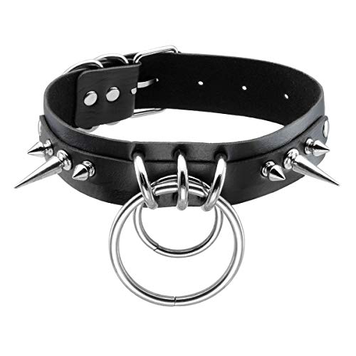 Eigso Gothic Punk Halsband mit Legierung und Nieten PU Leder O-Ringe für Frauen Männer Verstellbar von Eigso