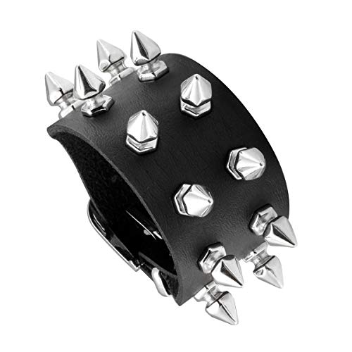 Eigso Punk Nieten weiche PU Leder Armband mit Spike und Verschluss Breit Armband für Damen Herren von Eigso