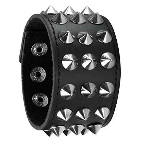 Eigso Punk Leder Manschettenarmband für Männer Frauen Retro Vintage Nieten Armbänder Einstellbar von Eigso