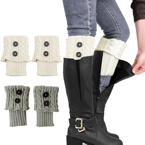 EIH1 2 Paare Stulpen Damen Winter Beinwärmer Stricken Häkelarbeit Kurze Knopf Pulswärmer Leg Warmers Mädchen Stiefel Boot Abdeckung für Winterwärmer B von EIH1