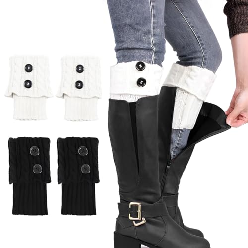 EIH1 2 Paare Stulpen Damen Winter Beinwärmer Stricken Häkelarbeit Kurze Knopf Pulswärmer Leg Warmers Mädchen Stiefel Boot Abdeckung für Winterwärmer von EIH1