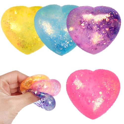 EIH1 4 Stück Squeeze Toy,Herzform Große Aurora Maltose,Squishy,Sensory Fidget Fun Toy,Massagebälle Handtrainer,Für Kinder und Erwachsene,Mehrfarbige von EIH1