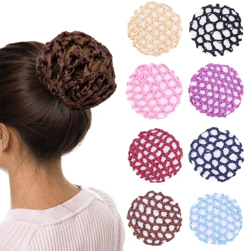 EIH1 8 Stück Net for Hair Haarnetze Frisuren Haarnetz Hair Net Haarnetze Dutt Netz Haarnetz Ballet Bun Net Kristall Haarnetz Ballet Hair Net Dutt Ballett Mädchen Dutt Glitzer Duttnetze von EIH1