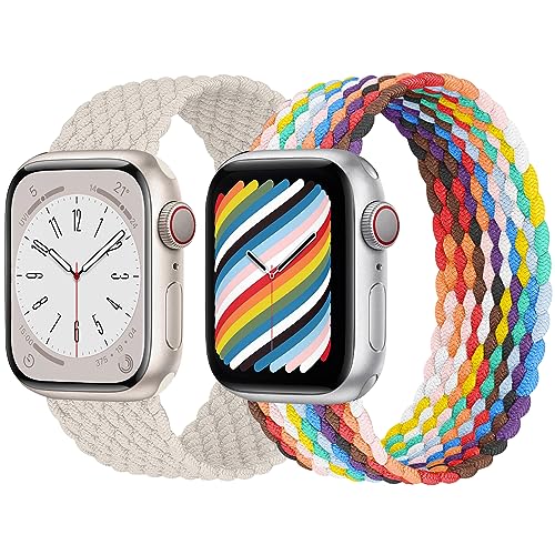 Geflochtenes Solo-Armband für Apple Watch, 40 mm, 41 mm, 44 m, 45 mm, 49 mm, Ultra 2, 38 mm, 42 mm, für Damen und Herren, dehnbares gewebtes Nylon, elastisches Armband für iWatch Serie von EIHAIHIS